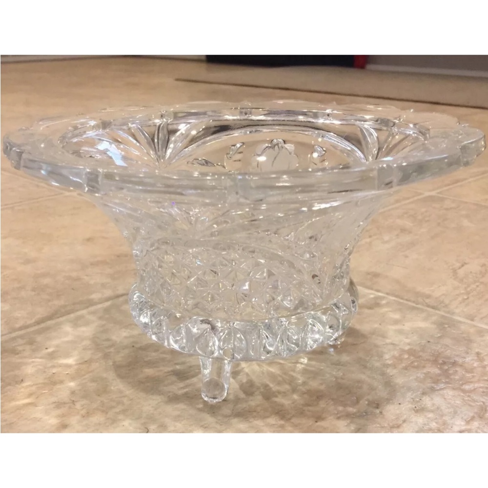 Vintage Crystal Vase Etched Glass Vase Decor Collectible